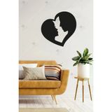 Kalp I?çinde Çift Romantik Ahşap Duvar Dekoru - 3 Mm Mdf - 35x35 Cm