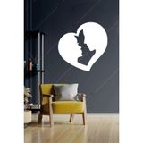 Kalp Içinde Çift Romantik Ahşap Duvar Dekoru - 3 Mm Mdf - 35X35 Cm