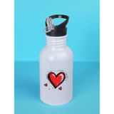 Kalp Teması Baskılı Matara Suluk 600 ml - Sporcu Suluğu, Büyük Suluk, Spor Matara, Sporcu Sulukları