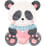 Kalp Tutan Mavi Kazaklı Panda Duvar Stickerı