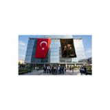 Kalpaklı Mustafa Kemal Atatürk Portresi Bayrak ve Türk Bayrağı Premium Raşel Kumaş 2'li Set 10x15 metre ATA70