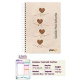 Kalplerin Dansı Spiralli Günlük Planlama Defteri - 100 Sayfa - 17X24 Planlayıcı Defter