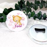 Kalpli Ayıcık Baskılı Kız Bebek Açacak Magnet Hediyelik(15 Adet)