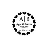 Kalpli Çerçeveli Yuvarlak Mühür Kına Nişan Düğün 3X3 Cm Özel Etiket / 50 Adet Sticker