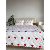 Kalpli Çift Kişilik 3 Parça Yatak Örtüsü Seti - 200X240 cm (Pvc Çantalı) - Kırmızı - Beyaz - 200 x 240 cm