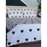 Kalpli Çift Kişilik 3 Parça Yatak Örtüsü Seti - 200X240 cm (Pvc Çantalı) - Siyah - Beyaz - 200 x 240 cm