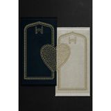 Kalpli Eşli Çift / Gelin Damat Bohçası Çeyizlik Seccade Dokuma Pamuk Taban Siyah-Krem 80X120 Saçaklı - Siyah - Krem - 80 x 120 cm