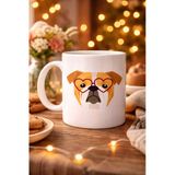 Kalpli Gözlüklü İngiliz Bulldog Tasarımlı Porselen Kupa Model 52 – Sevimli Desenli Kahve & Çay Kupası