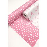 Kalpli Hediye Paket Kağıdı 50X70 cm – 4’lü Set (2 Pembe Zemin Beyaz Kalp + 2 Beyaz Zemin Pembe Kalp) - Pembe - Beyaz