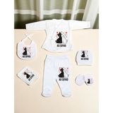 Kalpli Kedi Baskılı Bebek Hastane Çıkış Seti Yeni Doğan Bebek Hediyesi Bebeğe Hediye - 00-Beyaz - 0 - 12 Ay