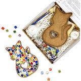 Kalpli Kedi Mozaik Sanat Seti- Ahşap Figürlü Sanatsal Mozaik Çocuk Etkinlik Seti-Kendin Yap Seti