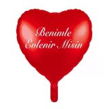 Kalpli Kırmızı Benimle Evlenir misinFolyo Balon 18 inç