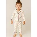 Kalpli Kız Bebek Alt Üst 2'li Pijama Takım- Kırmızı Beyaz | 3-6 ay