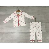 Kalpli Kız Pijama Takımı - Beyaz - Kırmızı - 12 Ay