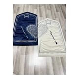 Kalpli Seccade Eşli Çift Seccade Tesbihli (Lacivert-Beyaz)