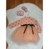 Kalpli Uzun Kol Kız Bebek Astarlı Tütü Elbise - Pembe - 9 Ay