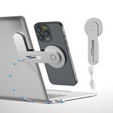 KALVATAY Dizüstü Telefon Tutacağı,Dizüstü Bilgisayar için 15W Hızlı Kablosuz Şarj Cihazı Manyetik Telefon Tutacağı,iPhone 15/14/13/12 Serisi için Ayarlanabilir Telefon Monitörü Yan Montaj,İnce Taşınabilir