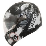 Kaly Beon B-700 Çene Açılır Motosiklet Kaskı Siyah Kuru Kafa - S - Renkli