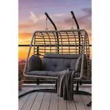Kalyon Home Salina Çift Kişilik Bahçe Salıncağı Balkon Salıncağı Ayaklı Salıncak Gri Sentetik Rattan 200 cm
