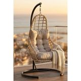 Kalyon Home Split Tek Kişilik Bahçe Salıncağı Balkon Salıncağı Ayaklı Rattan Salıncak Balkon/teras Salıncağı, 120 kg - Krem