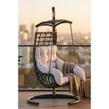 Kalyon Home Umbrella Gölgelikli Tek Kişilik Bahçe Salıncağı Balkon Salıncağı Ayaklı Rattan - Beyaz