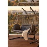 KalyonHome Gri Gri Salina Bahçe Salıncağı Bahçe Mobilyası Balkon Salıncağı Modern 6 Ay Hasır 112 x 205 Modern