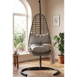 KalyonHome Relax Rattan Tek Kişilik Ayak Uzatmalı Balkon Bahçe Salıncağı