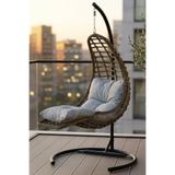 KalyonHome Relax Rattan Tek Kişilik Bahçe Salıncağı Bahçe Mobilyası Balkon Salıncağı Ev Salıncağı Ayak Uzatmalı
