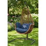 KalyonHome Sardinya Rattan Tek Kişilik Bahçe Salıncağı -Yumurta Balkon/Teras Salıncağı, Su İtici Minder, 120 Kg