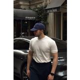 Kama Erkek Bisiklet Yaka Pamuk Regular Fit Kısa Kollu İnce Triko Tişört Beyaz XXL