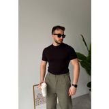 Kama Erkek Bisiklet Yaka Pamuk Regular Fit Kısa Kollu İnce Triko Tişört Siyah XXL