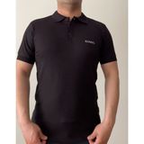 Kamal Siyah Polo Yaka Erkek T-shirt %100 Pamuk, Minimal Stil, Gömlek Yaka Formu