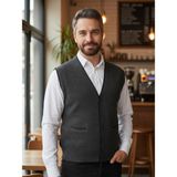 Kamalı Erkek Gri V Yaka Triko Düğmeli Cepli Çizgi Desenli Regular Fit Tüylenmeyen Örgü Yelek - XL
