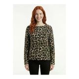 Kamel Siyah Leopar Desenli Fermuarlı Ceket - Leopar
