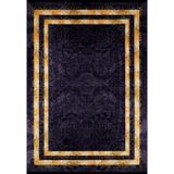KamenskUralski Mor Çerçeveli Modern Geometrik Etnik Desenli Boho Makinada Yıkanabilir Hav Toz Vermez Leke Tutmaz Kaymaz Taban Dijital Makine Baskı Halı Oturma Odası Salon Yolluk Koridor Mutfak Halısı