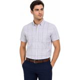 Kamer Erkek Ekose Klasik Tek Cepli Kısa Kol Gömlek BGL-ST05570 - Bordo - 2XL