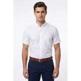 Kamer Erkek Klasik Tek Cepli %100 Cotton Kısa Kol Gömlek BGL-ST05624 - Beyaz