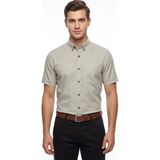 Kamer Erkek Klasik Tek Cepli %100 Cotton Kısa Kol Gömlek BGL-ST05624 - Haki