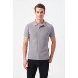 Kamer Erkek Polo Yaka Kısa Kollu Tişört Regular Kalıp 2620 BGL-ST05607 - Gri - XL