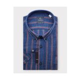 KAMER ERKEK REGULAR FIT KISA KOL %100 PAMUK ÇİZGİLİ LACİVERT GÖMLEK 9439L