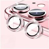 [KAMERA KORUYUCU] For 11/12/12Mini ile uyumlu Kamera Lens Koruyucu Metal Temperli HD Cam Çizilmeye Dayanıklı Kamera Koruyucu (Taşlı Pink, iPhone 11/12/12Mini)
