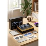 Kamera Mikrofonlu Mor Akıllı Gözlük Şık Çerçeve Bluetooth Bağlantılı Premium