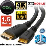 Kamera Ve Tablet Uyumlu Mini Hdmi To Hdmi Kablo (1.5 Metre)