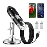Kameralı Dijital Mikroskop - 1600X Büyütme Kapasitesi, 8 LED Işıklı Kamera, 1920x1080 Full HD Fotoğraf ve Video Kaydı, 360 Derece Dönebilir Gövde, Telefon Uyumlu, USB Mikroskop Kamera