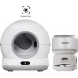 Kameralı Kedi Tuvaleti ve Mama Kabı 2'li Set | Wifi 1080P 72L Otomatik Kedi Tuvaleti Mobil Kontrol - Çok Renkli