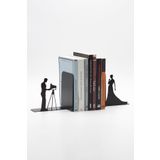 Kameraman Ve Model Figürlü Metal Kitap Tutucu Kitap Desteği Siyah