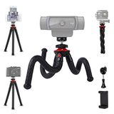Kamera/Telefon/Web Kamerası için Mini Tripod, NexiGo Esnek Kamera Tripod Standı, NexiGo Logitech Webcam C920 C922 Brio iPhone/Android/Kamera, Vlogging/Canlı Akış (Siyah) ile uyumlu