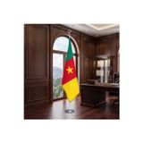 Kamerun Direkli - Altın Saçaklı Saten Makam Bayrağı Seti (Krom Direk)