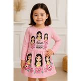 Kamikam Penye Uzun Kol Elbise - Pembe - 3 - 4 Yaş