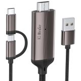 KAMING 2'si 1 arada USB C Tipi C/Mikro USB Android Telefon - TV HDMI Kablosu, MHL - HDMI Adaptörü 1080P HD HDTV Yansıtma ve Şarj Kablosu Tüm Android Akıllı Telefonlar için Tabletler -